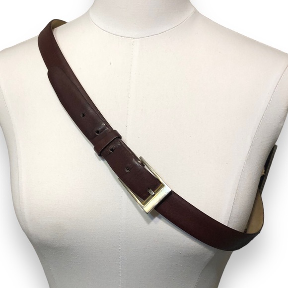 Yves Saint Laurent Accessories - YVES SAINT LAURENT Burgundy Glove Tanned Leather Belt VINTAGE